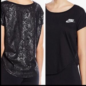Nike Black Short Sleeve Tee Metallic Snakeskin Back